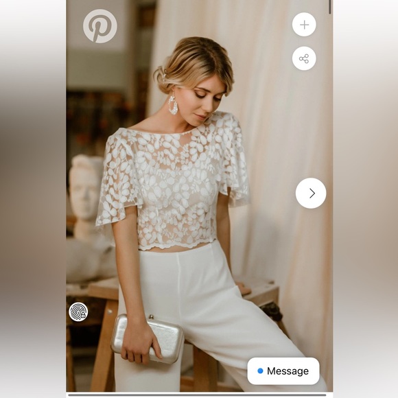 Botanical Lace Cap Sleeve Topper - Picture 2 of 5